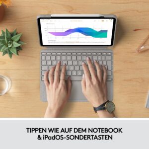Logitech Combo Touch - Tastatur und Foliohülle - mit Trackpad - hintergrundbeleuchtet - Apple Smart connector - QWERTY - US International - Sand - für Apple 27,90cm (11")  iPad Pro (1. Generation, 2. Generation, 3. Generation) (920-010256)