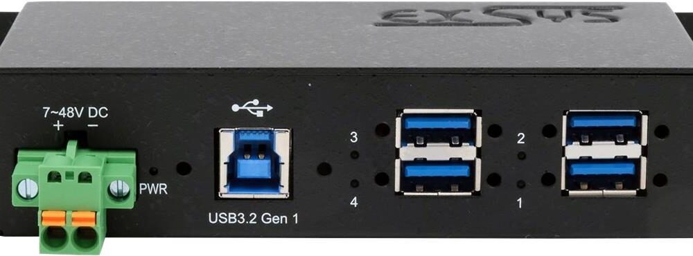 Exsys EX-1185HMVS-2 - Hub - 4 x USB 3.2 Gen 1 - an DIN-Schiene montierbar - Gleichstrom