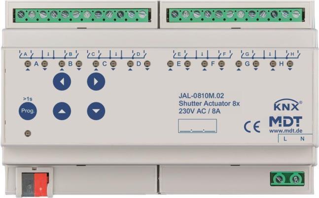 MDT JAL-0810M.02 Jalousieaktor 8fach 8TE REG 10A 230VAC m.Fahrzeitmessung (JAL-0810M.02)