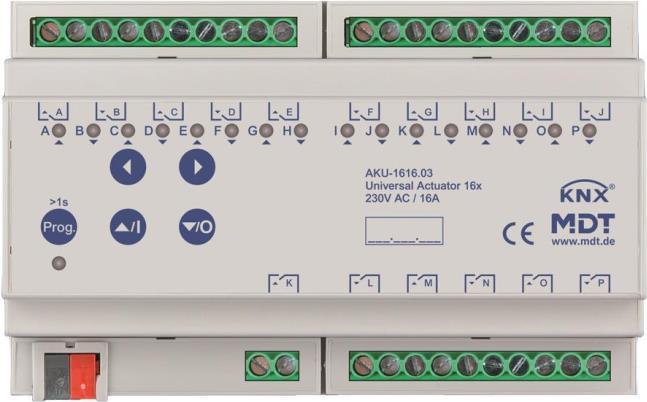 MDT AKU-1616.03 Universalaktor 16fach 8TE REG 16A 230VAC 100ÂµF 15EVG (AKU-1616.03)