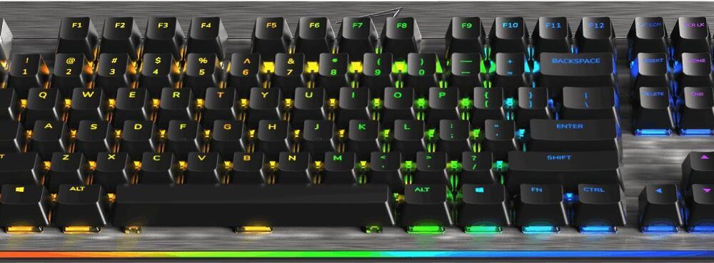 Mountain Everest Core - Tastatur - mit Mediendock - Hintergrundbeleuchtung - USB-C - QWERTZ - Deutsch - Tastenschalter: CHERRY MX Blue - gunmetal-grau (MG-EVK2G-CB1-DE)