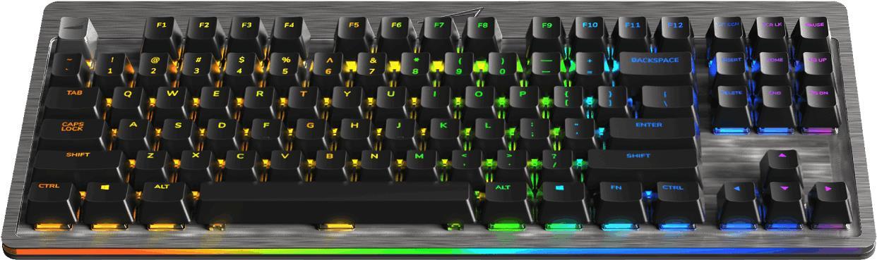 Mountain Everest Core - Tastatur - mit Mediendock - Hintergrundbeleuchtung - USB-C - QWERTZ - Deutsch - Tastenschalter: CHERRY MX Blue - gunmetal-grau (MG-EVK2G-CB1-DE)