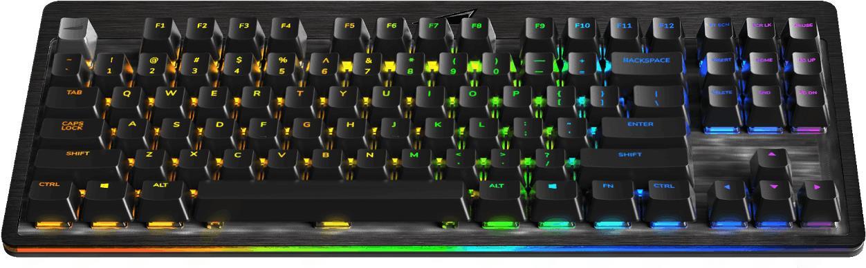 Mountain Everest Core - Tastatur - Hintergrundbeleuchtung - USB-C - QWERTZ - Deutsch - Tastenschalter: CHERRY MX Silent Red (Hotswap-fähig) - schwarz (MG-EVK2B-CS1-DE)