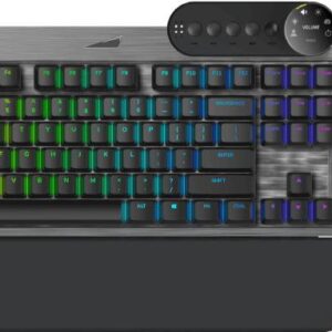 Mountain Everest Max - Tastatur - mit Mediendock - Hintergrundbeleuchtung - USB-C - QWERTZ - Deutsch - Tastenschalter: CHERRY MX Blue - gunmetal-grau (MG-EVK1G-CB1-DE)