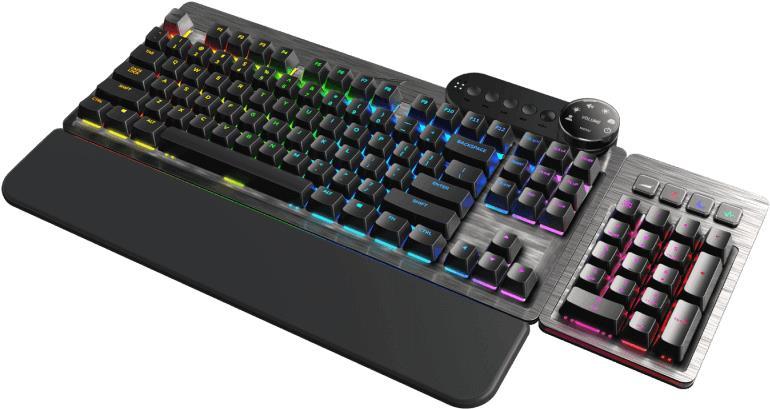 Mountain Everest Max - Tastatur - mit Mediendock - Hintergrundbeleuchtung - USB-C - QWERTZ - Deutsch - Tastenschalter: CHERRY MX Speed Silver (Hotswap-fähig) - gunmetal-grau (MG-EVK1G-CP1-DE)