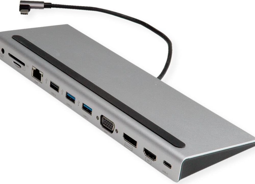 VALUE USB 3.2 Gen 2 Typ C Multiport Docking Station, 4K HDMI/DP, VGA, USB, Card Reader, PD, LAN, Audio (12.99.1117)