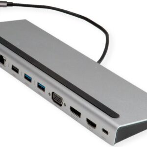 VALUE USB 3.2 Gen 2 Typ C Multiport Docking Station, 4K HDMI/DP, VGA, USB, Card Reader, PD, LAN, Audio (12.99.1117)