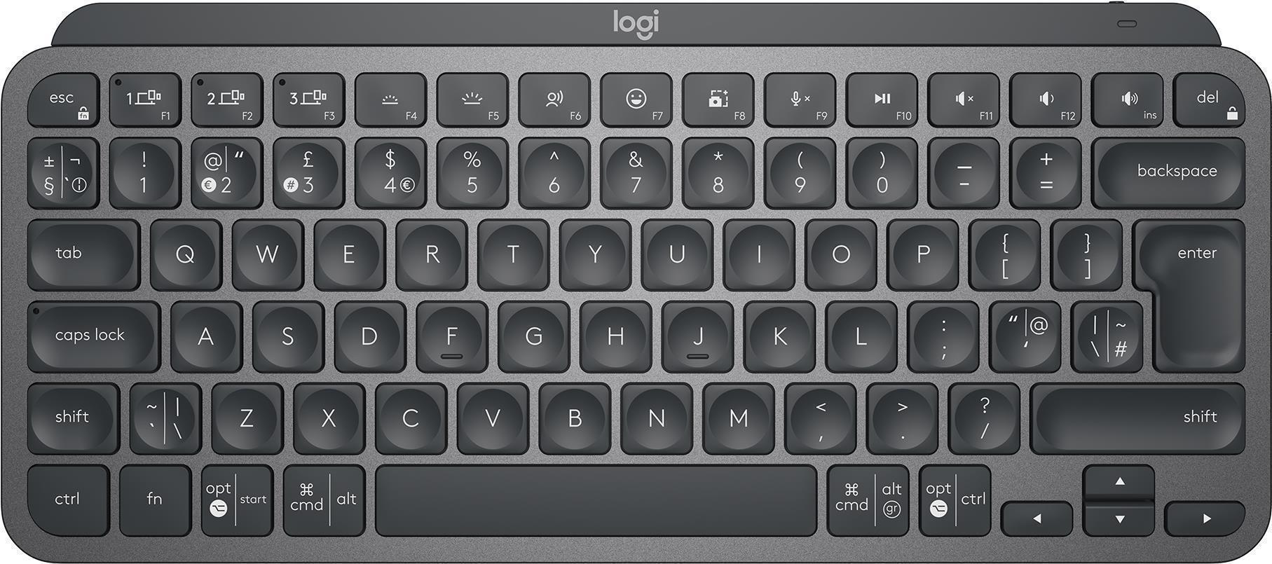 Logitech MX Keys Mini - Tastatur - hinterleuchtet - kabellos - Bluetooth - QWERTY - US International - Graphite (920-010498)