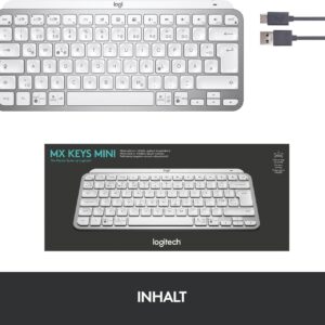 Logitech MX Keys Mini - Tastatur - hinterleuchtet - Bluetooth - QWERTY - USA - Pale Gray