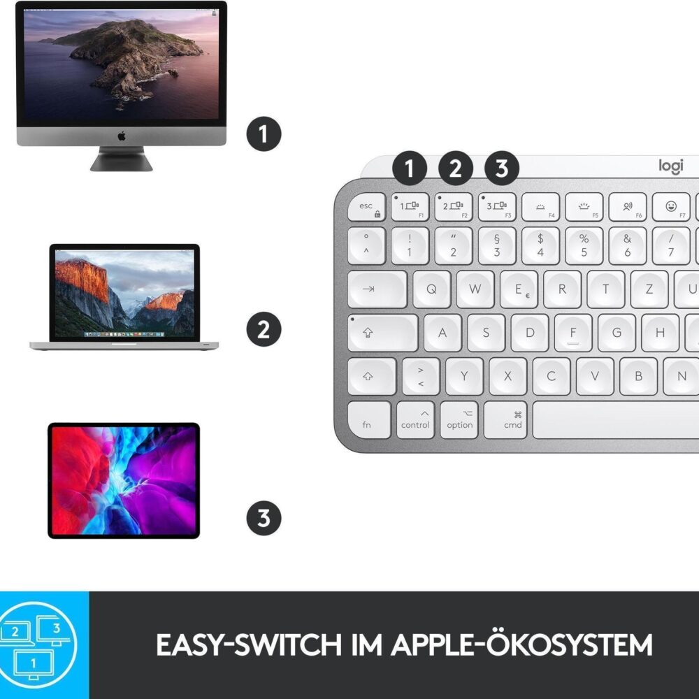 Logitech MX Keys Mini for Mac - Tastatur - hinterleuchtet - Bluetooth - QWERTZ - Deutsch - Pale Gray (920-010519)