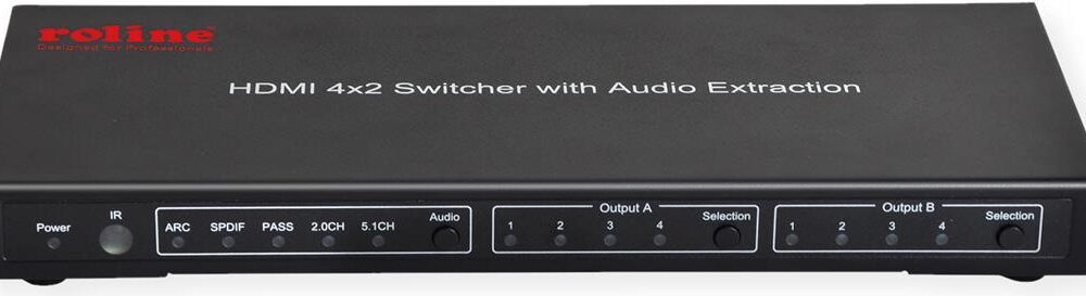 ROLINE 4K HDMI Matrix Switch, 4 x 2, mit Fernbedienung (14.01.3579)