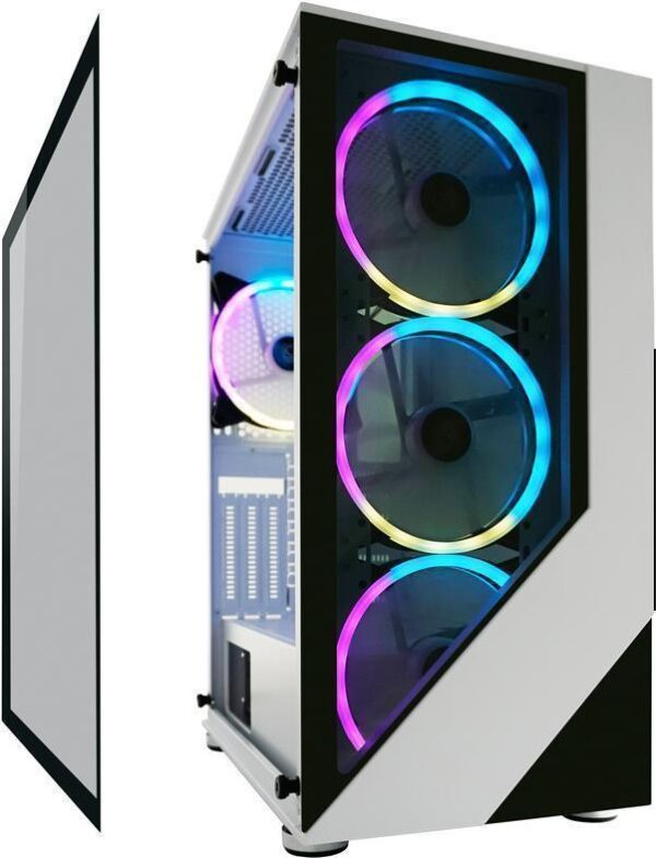 LC-Power Gaming 803W - Midi Tower - PC - Schwarz - Weiß - ATX - micro ATX - Mini-ITX - Metall - Kunststoff - Gehärtetes Glas - Gaming (ATX GAMING 803W-ON)