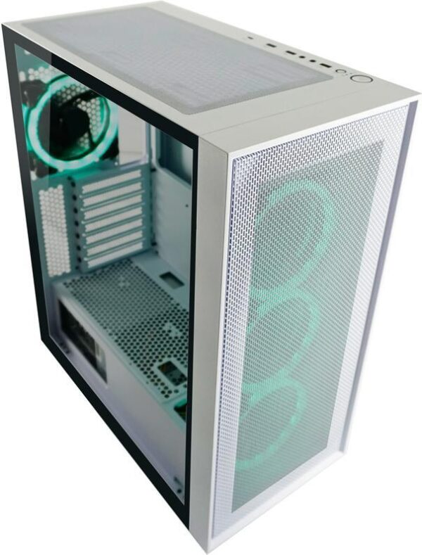 LC Power Gaming 802W White_Wanderer_X - MDT - ATX - Seitenteil mit Fenster (gehärtetes Glas) - keine Spannungsversorgung - weiß - USB/Audio (LC-802W-ON)