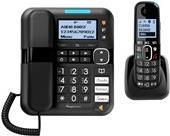 Audioline Amplicomms BigTel 1580 Combo - Mit Schnur/schnurlos - Anrufbeantworter mit Rufnummernanzeige - DECT - Schwarz + zusätzliches Handset (ATL1423372)