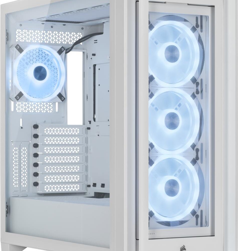 CORSAIR iCUE 5000X RGB QL Edition - Mid tower - Seitenteil mit Fenster (gehärtetes Glas) - keine Spannungsversorgung (ATX) - True White - USB/Audio