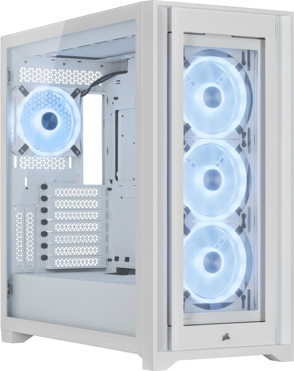 CORSAIR iCUE 5000X RGB QL Edition - Mid tower - Seitenteil mit Fenster (gehärtetes Glas) - keine Spannungsversorgung (ATX) - True White - USB/Audio