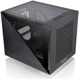 Thermaltake Divider 200 TG Air - Micro-Case - micro ATX - Seitenteil mit Fenster (gehärtetes Glas) - keine Spannungsversorgung (PS/2) - Schwarz - USB/Audio