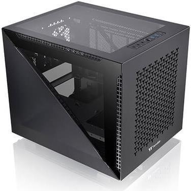 Thermaltake Divider 200 TG Air - Micro-Case - micro ATX - Seitenteil mit Fenster (gehärtetes Glas) - keine Spannungsversorgung (PS/2) - Schwarz - USB/Audio