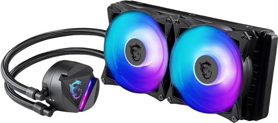 MSI MAG CORELIQUID 240R V2 - Prozessor-Flüssigkeitskühlsystem - Kühlergröße: 240 mm - (für: LGA1156, AM2, AM2+, LGA1366, AM3, LGA1155, AM3+, LGA2011, FM1, FM2, LGA1150, FM2+, LGA2011-3, LGA1151, AM4, LGA2066, LGA1200, LGA1700) - 120 mm (306-7ZW1B41-813)