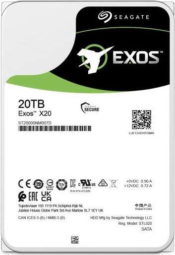 Seagate Exos X20 ST20000NM007D - Festplatte - 20TB - intern - SATA 6Gb/s - 7200 U/min - Puffer: 256MB (ST20000NM007D)