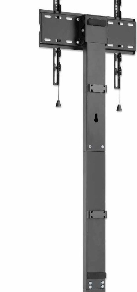 MANHATTAN Ultra Slim TV-Ständer Standfuß für Bildschirme von 81,30cm (32") bis 177,80cm (70") und bis zu 40 kg, -10° bis 3° neigbar, höhenverstellbar, passt hinter TV-Lowboard, Aluminium/Stahlkonstruktion, schwarz/weiß (462044)