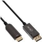 InLine - Adapterkabel - DisplayPort männlich zu HDMI männlich - 20,0m - Hybrid Kupfer/Kohlefaser - Schwarz - Active Optical Cable (AOC), rund, unterstützt 4K 60 Hz (3840 x 2160), unterstützt 4K 60 Hz (4096 x 2160) (17180C)