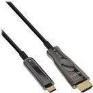 InLine - Adapterkabel - 24 pin USB-C männlich zu HDMI männlich - 25,0m - Hybrid Kupfer/Kohlefaser - Schwarz - Active Optical Cable (AOC), rund, unterstützt 4K 60 Hz (3840 x 2160), unterstützt 4K 60 Hz (4096 x 2160) (64225A)