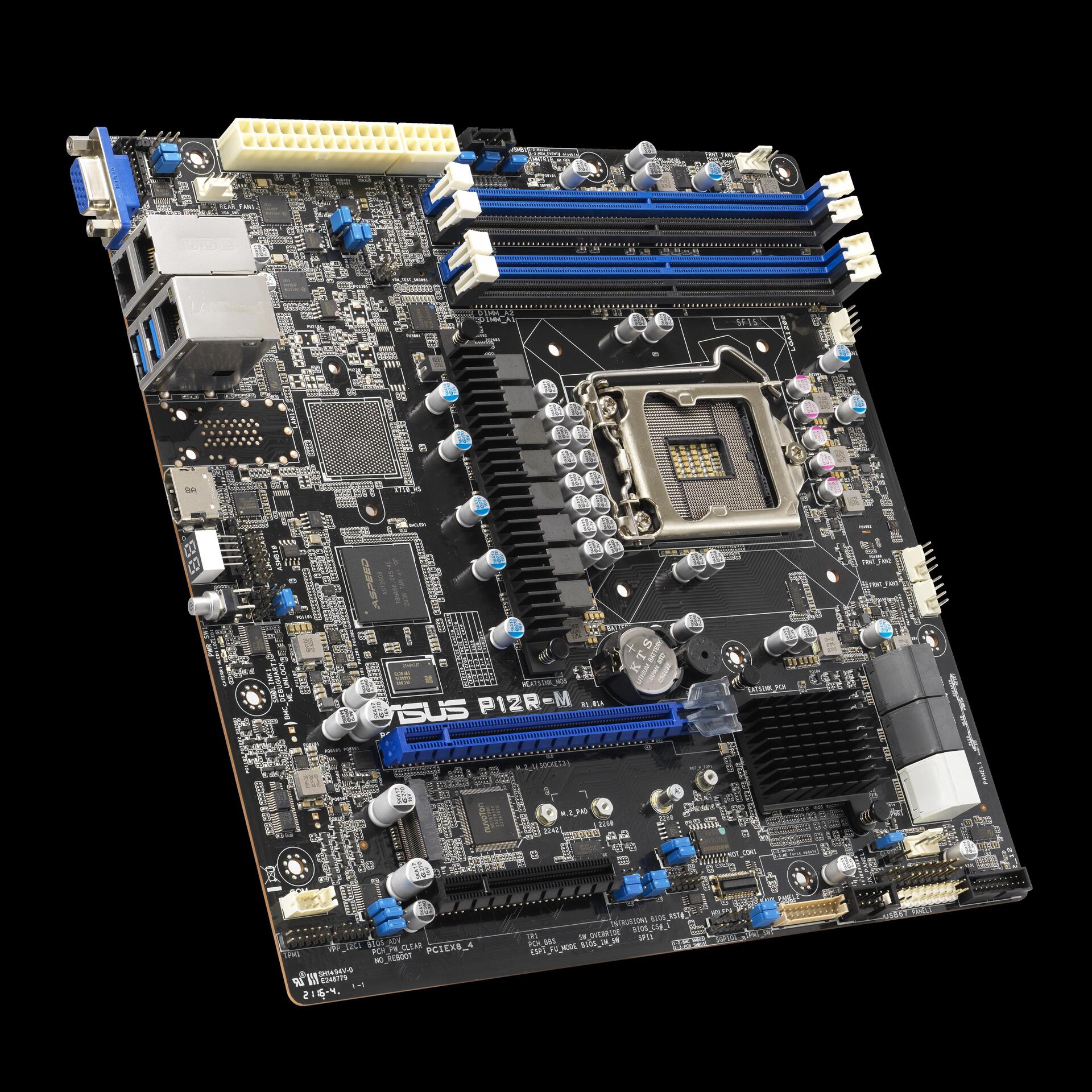 ASUS P12R-M - Motherboard - micro ATX - LGA1200-Sockel - C252 Chipsatz - USB 3,2 Gen 2 - 2 x Gigabit LAN - Onboard-Grafik (90SB09X0-M1UAY0)