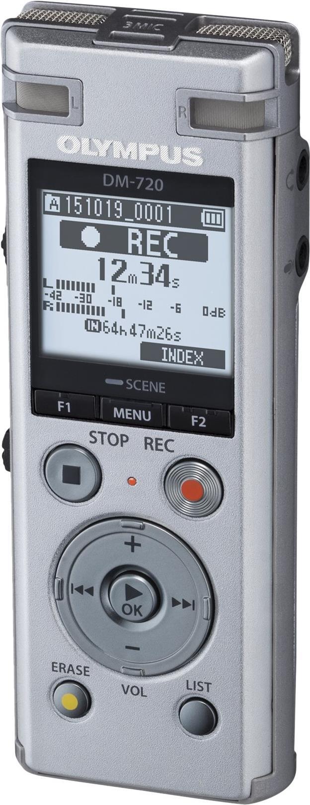Olympus DM-720 - Voicerecorder - 4 GB - Silber - mit Olympus ME-33 Mikrofon
