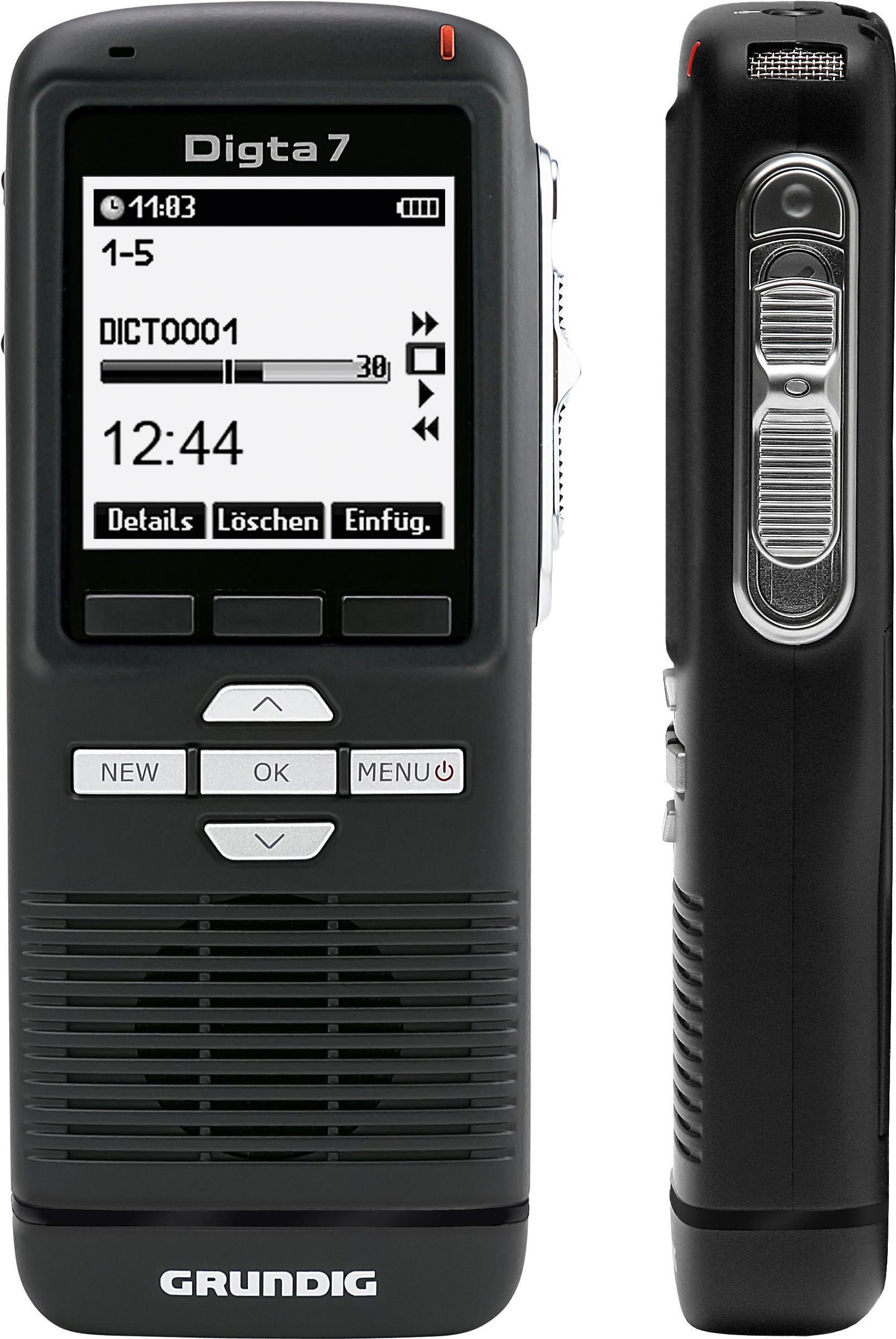 Grundig Digta 7 Stand-Alone Kit - Diktiersystem (ohne PC-Anbindung) - Interner Speicher & Flash-Karte Schwarz (KDC7020I31)