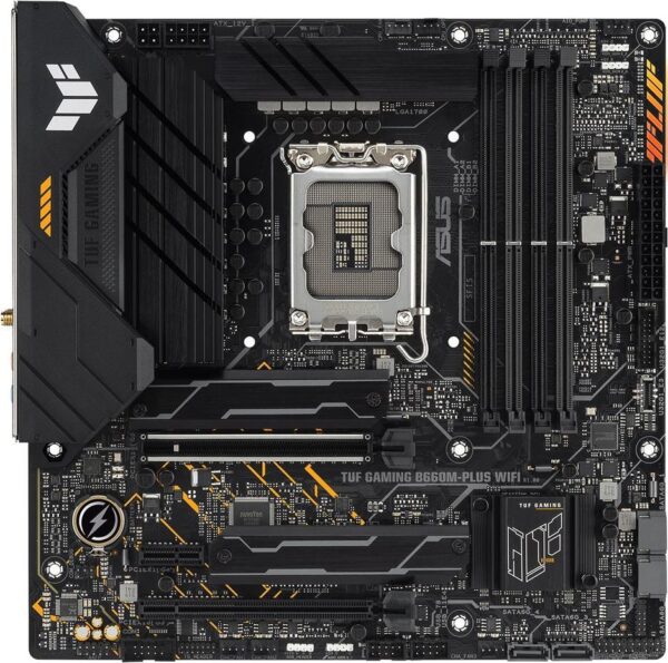 ASUS TUF GAMING B660M-PLUS WIFI - Motherboard - micro ATX - LGA1700-Sockel - B660 Chipsatz - USB-C Gen1, USB 3,2 Gen 1, USB 3,2 Gen 2, USB-C Gen 2x2 - 2,5 Gigabit LAN, Wi-Fi 6, Bluetooth - Onboard-Grafik (CPU erforderlich) - HD Audio (8-Kanal) (90MB1AZ0-M0EAY0)