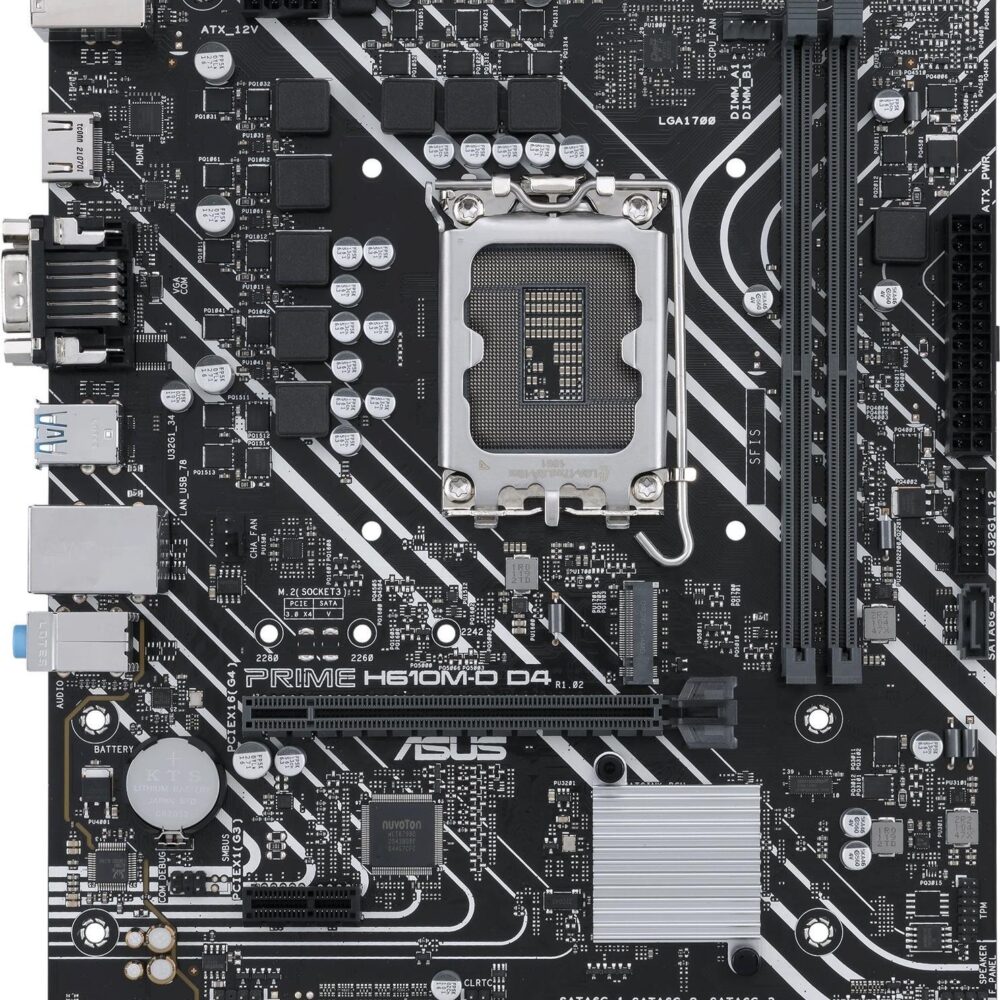 ASUS PRIME H610M-D D4 - Motherboard - micro ATX - LGA1700-Sockel - H610 Chipsatz - USB 3,2 Gen 1 - Gigabit LAN - Onboard-Grafik (CPU erforderlich) - HD Audio (8-Kanal) (90MB1A00-M0EAY0)
