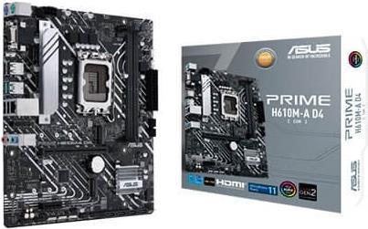 ASUS PRIME H610M-A D4-CSM - Motherboard - micro ATX - LGA1700-Sockel - H610 Chipsatz - USB 3.2 Gen 1, USB 3.2 Gen 2 - Gigabit LAN - Onboard-Grafik (CPU erforderlich) - HD Audio (8-Kanal)