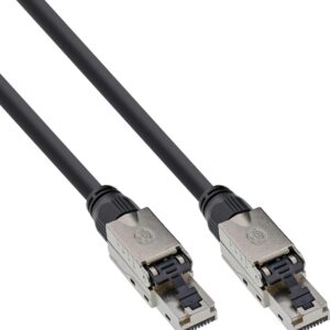 InLine - Patch-Kabel - RJ-45 (M) schraubbar zu RJ-45 (M) schraubbar - 40,0m - 7,6 mm - UTP - CAT 6a - halogenfrei, ohne Haken, 4K30Hz Support (HDBaseT) - Schwarz (77840S)