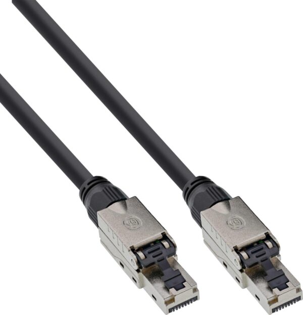 InLine - Patch-Kabel - RJ-45 (M) schraubbar zu RJ-45 (M) schraubbar - 40,0m - 7,6 mm - UTP - CAT 6a - halogenfrei, ohne Haken, 4K30Hz Support (HDBaseT) - Schwarz (77840S)