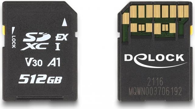 Delock - Flash-Speicherkarte - 512 GB - Video Class V30 / UHS-I U3 - SD
