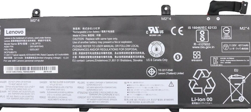 Lenovo Internal,3c,50Wh,LiIon,LGC (FRU02DL007)