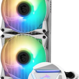 MSI MAG CORELIQUID 240R V2 - Prozessor-Flüssigkeitskühlsystem - Kühlergröße: 240 mm - (für: LGA1156, AM2, AM2+, LGA1366, AM3, LGA1155, AM3+, LGA2011, FM1, FM2, LGA1150, FM2+, LGA2011-3, LGA1151, AM4, LGA2066, LGA1200, LGA1700) - 120 mm - weiß