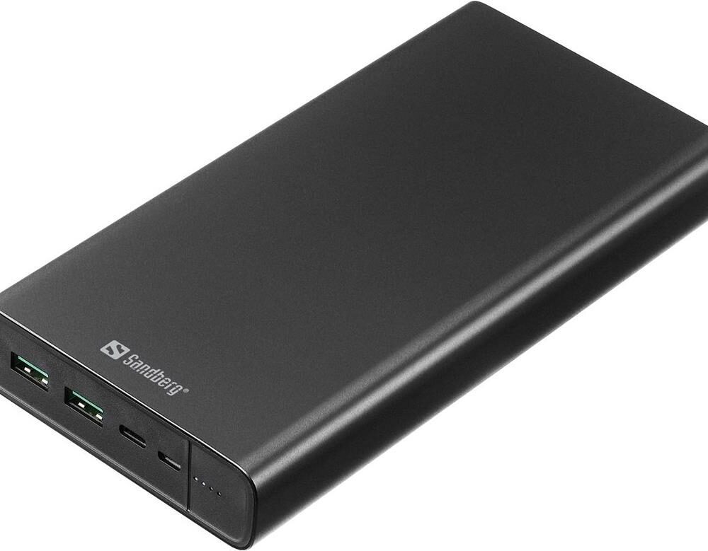 Sandberg - Powerbank - 38400 mAh - 142 Wh - 100 Watt - 3 A - PD - 3 Ausgabeanschlussstellen (2 x USB, USB-C) - auf Kabel: USB-C