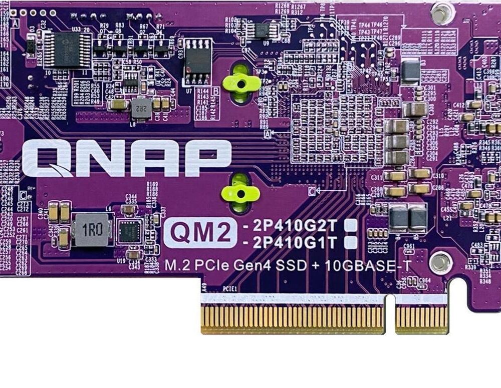 QNAP QM2-2P410G2T - Speicher-Controller mit 2 x 10GBASE-T Ports - M.2 - PCIe 4.0 x4 (NVMe) - Low-Profile - PCIe 4.0 x8 - für QNAP TDS-h2489FU-4309Y-64, h2489FU-4314, h2489FU-4314-128, h2489FU-4314-256, TVS-h1288