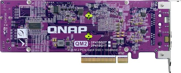 QNAP QM2-2P410G2T - Speicher-Controller mit 2 x 10GBASE-T Ports - M.2 - PCIe 4.0 x4 (NVMe) - Low-Profile - PCIe 4.0 x8 - für QNAP TDS-h2489FU-4309Y-64, h2489FU-4314, h2489FU-4314-128, h2489FU-4314-256, TVS-h1288