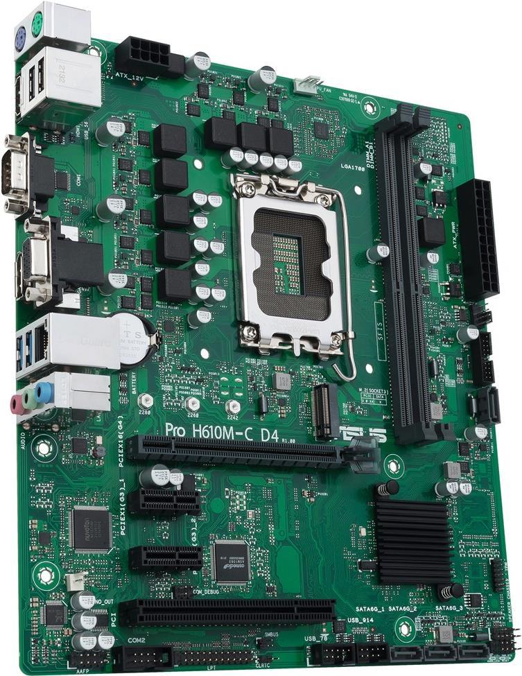 ASUS PRO H610M-C D4-CSM - Motherboard - micro ATX - LGA1700-Sockel - H610 Chipsatz - USB 3,2 Gen 1 - Gigabit LAN - Onboard-Grafik (CPU erforderlich) - HD Audio (8-Kanal) (90MB1A30-M0EAYC)
