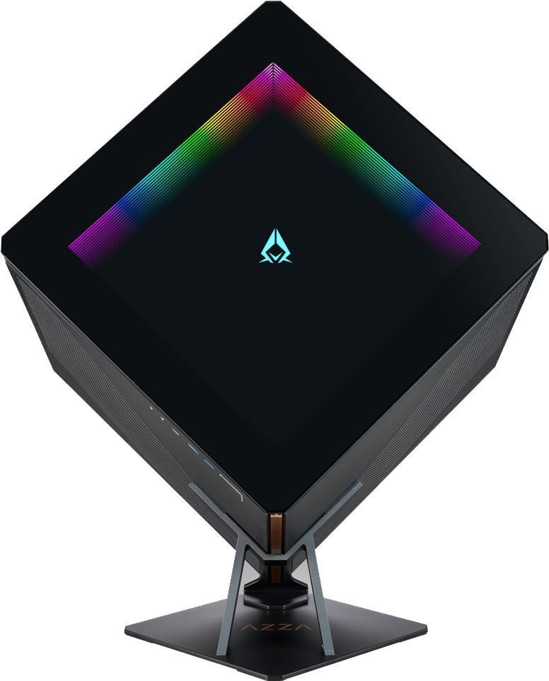 AZZA Regis - Cube - ATX - Seitenteil mit Fenster (gehärtetes Glas) - keine Spannungsversorgung (ATX) - smoke gray with gold trim - USB/Audio (CSAZ-902)