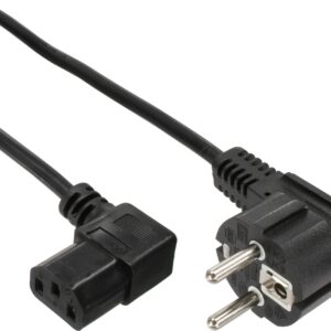InLine - Stromkabel - power CEE 7/7 (M) gewinkelt zu power IEC 60320 C13 rechtwinklig - 1,8m - Schwarz (Packung mit 35) (B-16752)