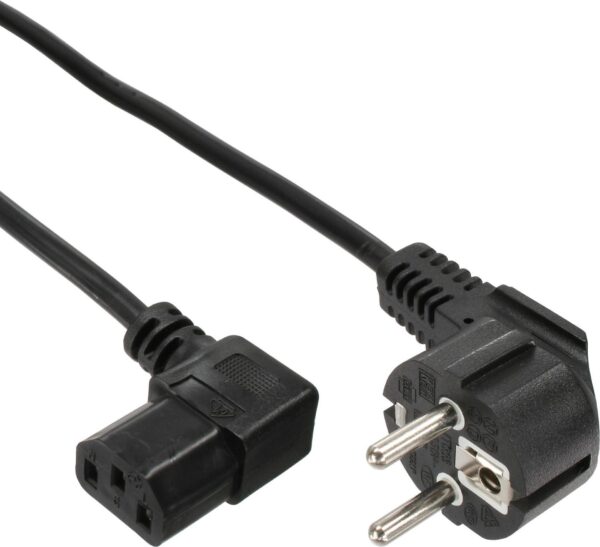 InLine - Stromkabel - power CEE 7/7 (M) gewinkelt zu power IEC 60320 C13 rechtwinklig - 1,8m - Schwarz (Packung mit 35) (B-16752)