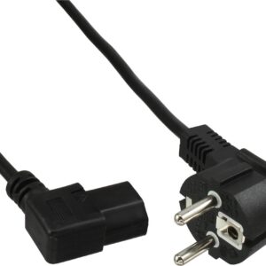InLine - Stromkabel - power CEE 7/7 (M) gewinkelt zu power IEC 60320 C13 links gewinkelt - 50cm - Schwarz (Packung mit 60) (B-16752M)
