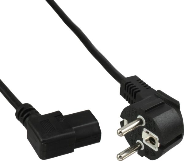 InLine - Stromkabel - power CEE 7/7 (M) gewinkelt zu power IEC 60320 C13 links gewinkelt - 50cm - Schwarz (Packung mit 60) (B-16752M)