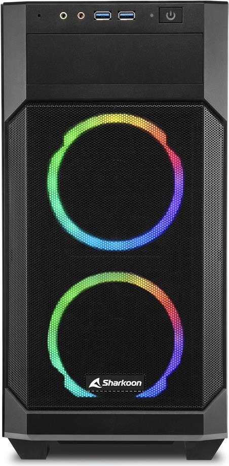 Sharkoon V1000 RGB - microATX - Seitenteil mit Fenster (gehärtetes Glas) - keine Spannungsversorgung - USB/Audio