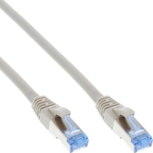 InLine - Patch-Kabel - RJ-45 (M) zu RJ-45 (M) - 1,0m - SFTP, PiMF - CAT 6a - halogenfrei, ohne Haken, verseilt - Grau (Packung mit 70) (B-76811)