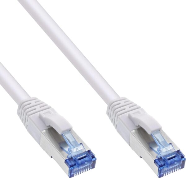 InLine - Patch-Kabel - RJ-45 (M) zu RJ-45 (M) - 1,0m - SFTP, PiMF - CAT 6a - halogenfrei, ohne Haken, verseilt, geformt - weiß (Packung mit 70) (B-76811W)